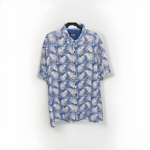 Nat Nast Shirt 2XL Luxury Originals Men's Blue White PALMS SILK HAWAIIAN Camp